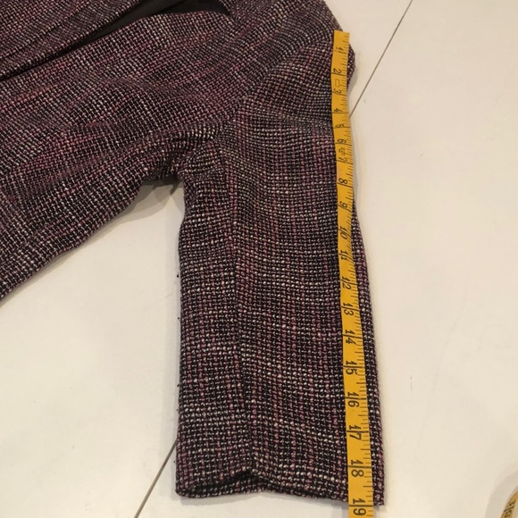 AQUA Black White Pink Tweed Cropped Jacket Open Front 3/4 sleeve Medium EUC - Picture 7 of 15